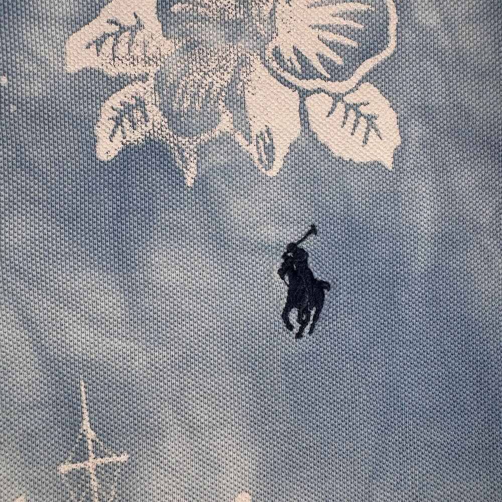 Ralph Lauren Polo Shirt Mens Size Large Blue Hawaiian Aloha Classic Fit Tie Dye - Picture 8 of 10